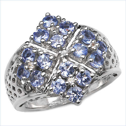 ONLY ONE-1.70ctw Genuine Tanzanite & White Topaz Sterling Silver